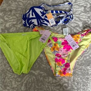 New Bikini Bottoms and Top Wild Fable Size Medium Lot of 3 Bathing Suit Swimsuit